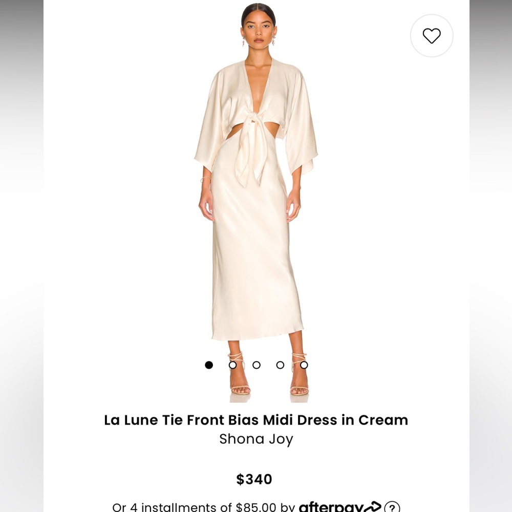 Shon Joy - La Lune Tie Front Bias Midi Dress in Cream